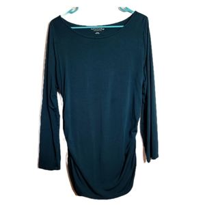 Soft Surroundings Women's XL Complementary Ruched Side Long Sleeve Tunic Teal